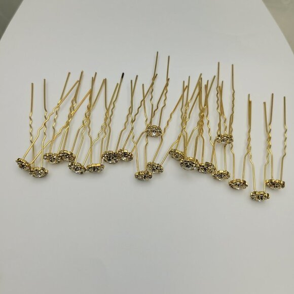 Gold Tone Wedding Crystal Hairpins - Picture 10 of 10